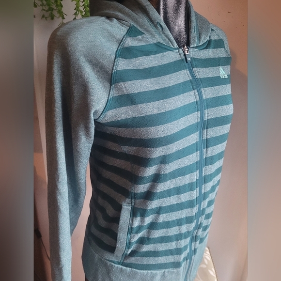 Adidas Green Striped Zip Up Hoodie S - Picture 3 of 7